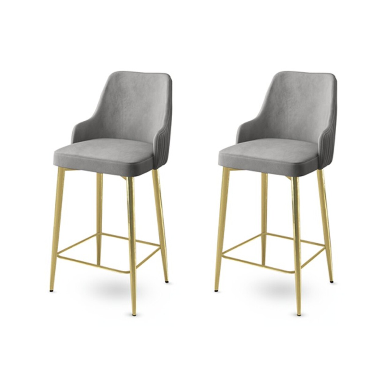 Set scaun de bar (2 bucăți), Hanah Home, Enox, Gri / Auriu - imagine 3